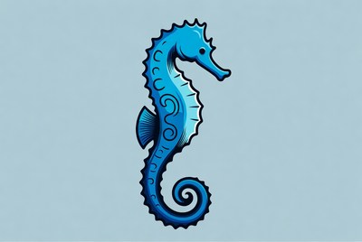 Blue Seahorse Illustration
