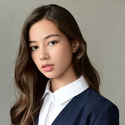 Asian girl in navy blazer