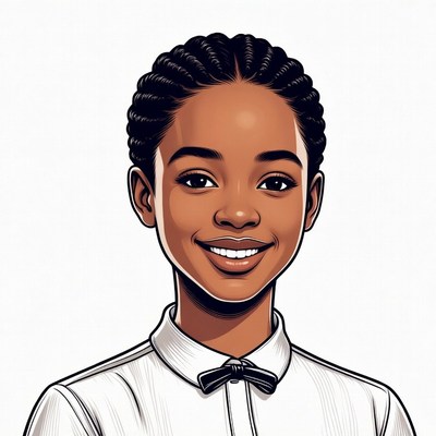 Smiling African-American girl in bow tie