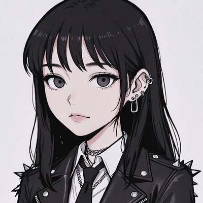 Anime girl in leather jacket