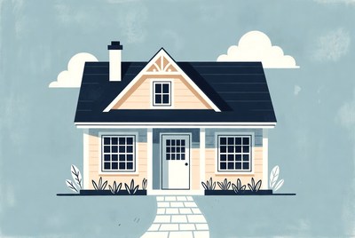 Illustrated Cute House with Chimney