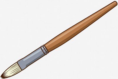 Brown handled paintbrush illustration