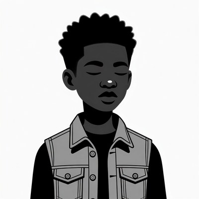 Black boy with curly hair illustration