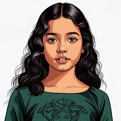 Girl in Versace green top