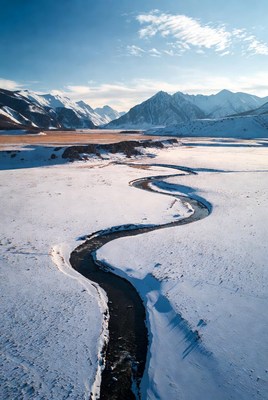 Winding River in Snowy Mountains