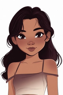 Beautiful Asian girl portrait illustration