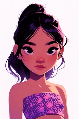 Asian girl with ponytail and tube top