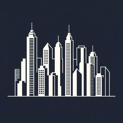 White Skyline Silhouette on Dark Background