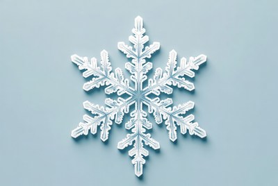 White snowflake on blue background