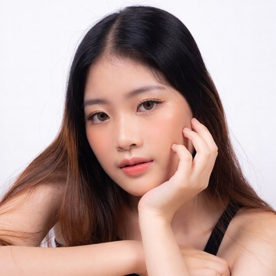 Asian woman hand on cheek