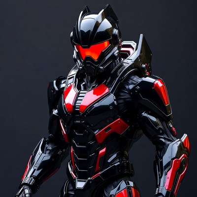 Black Red Armored Soldier Helmet