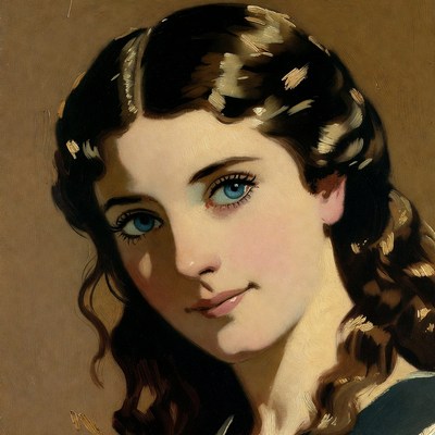 Portrait of woman with curly black hair