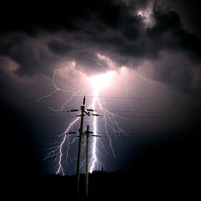 Lightning Striking Power Poles