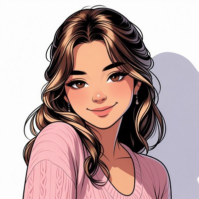 Smiling Asian woman in pink sweater