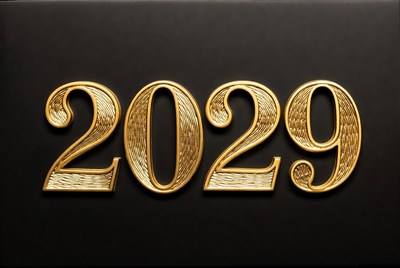 Gold 2029 Text on Black