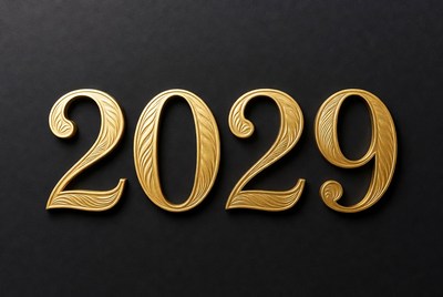 Golden 2029 Numbers on Black