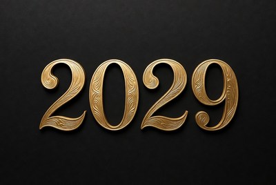 Gold 2029 Numbers on Black