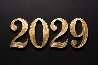 Golden 2029 Numbers on Black