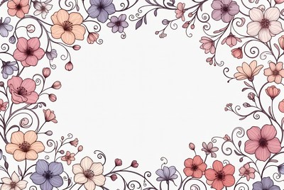 Floral Doodle Border Illustration