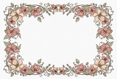Pink Flower Vine Frame Illustration
