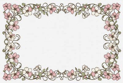 Floral Pink Flower Frame Illustration