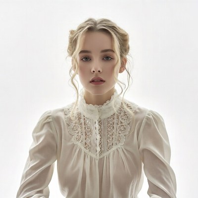 Woman in Victorian lace blouse