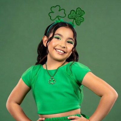 Latina girl in shamrock St. Patrick's headband