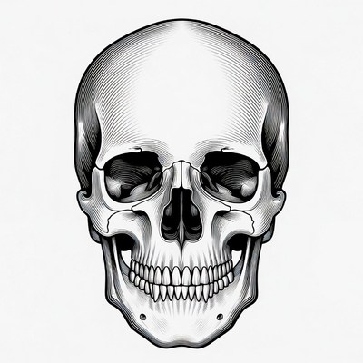 Detailed Human Skull Illustration