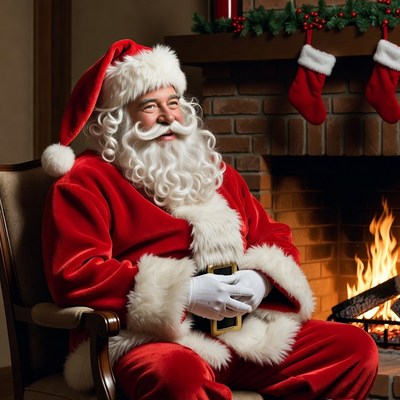 Santa Claus by fireplace
