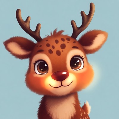 Cute baby reindeer with antlers