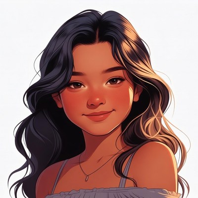 Beautiful Asian girl portrait illustration