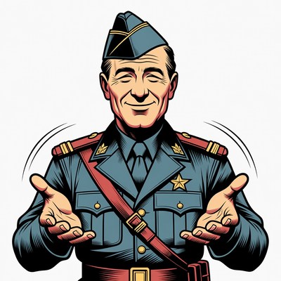 Cartoon Soldier Saluting in Uniform