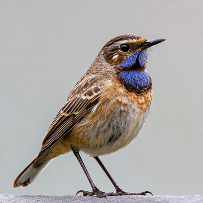 Bluethroat Bird on Gray Background