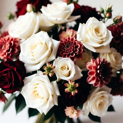 White and Red Roses Bouquet