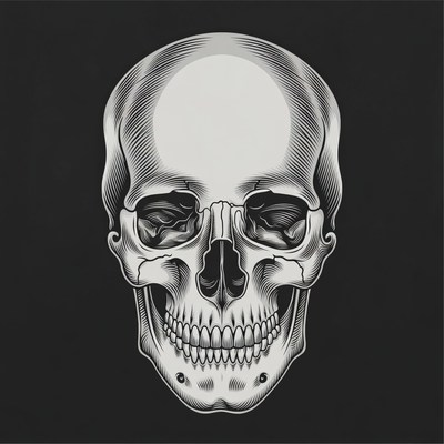Skull illustration on black background