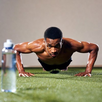 African-American man doing pushups