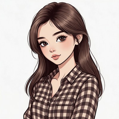 Anime girl in checkered shirt