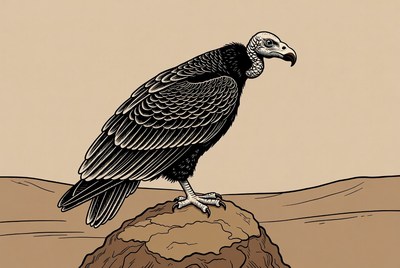 Black Vulture on Rock