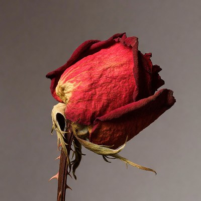 Dried Red Rose on Stem