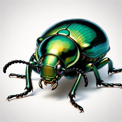 Shiny Green Metallic Beetle