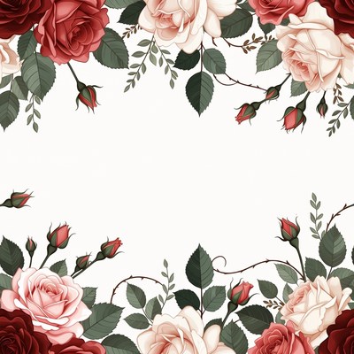 Pink and Red Rose Border Illustration