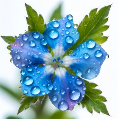 Blue flower with water droplets