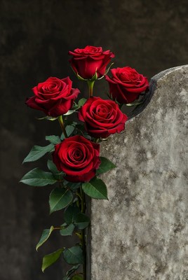 Red Roses on Gravestone