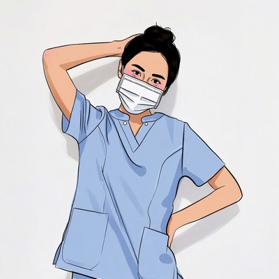 Asian nurse in mask posing