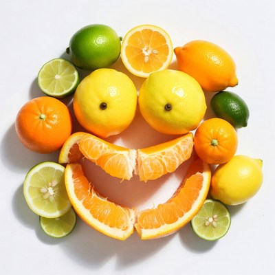 Fruits Arranged as Smiling Face
