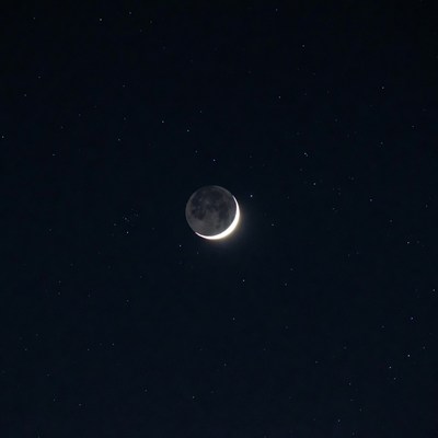 Crescent Moon in Night Sky