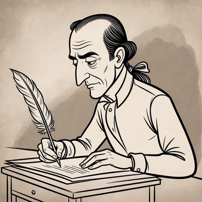 Man writing with quill pen