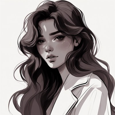 Beautiful woman with long wavy hair