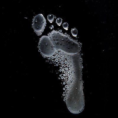 Wet Footprint with Bubbles