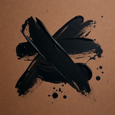 Black Paint X on Brown Background